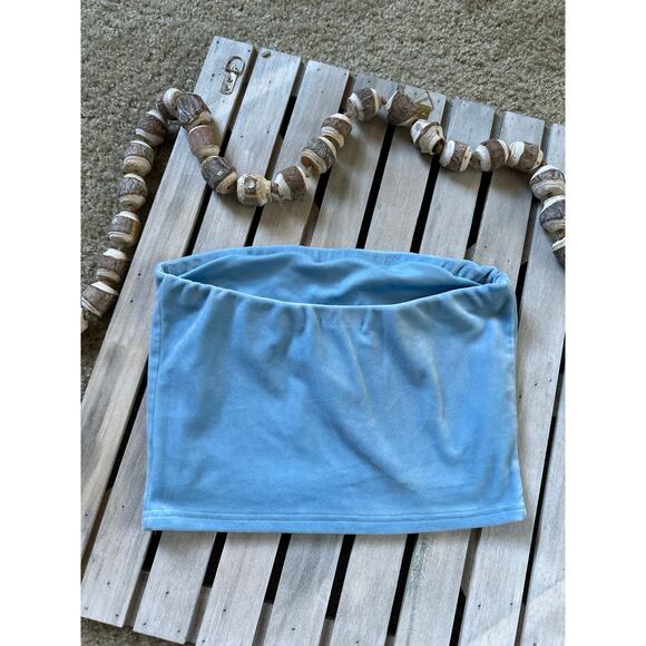 Hello Kitty Sanrio x Forever 21 Velour Blue Angel Tube Top Shirt - Picture 3 of 5